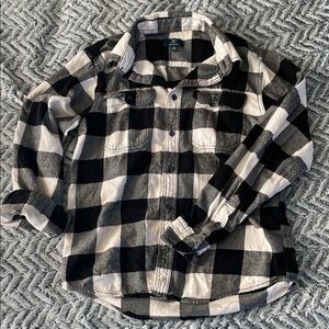 Black and White Plaid Button-Up Shirt